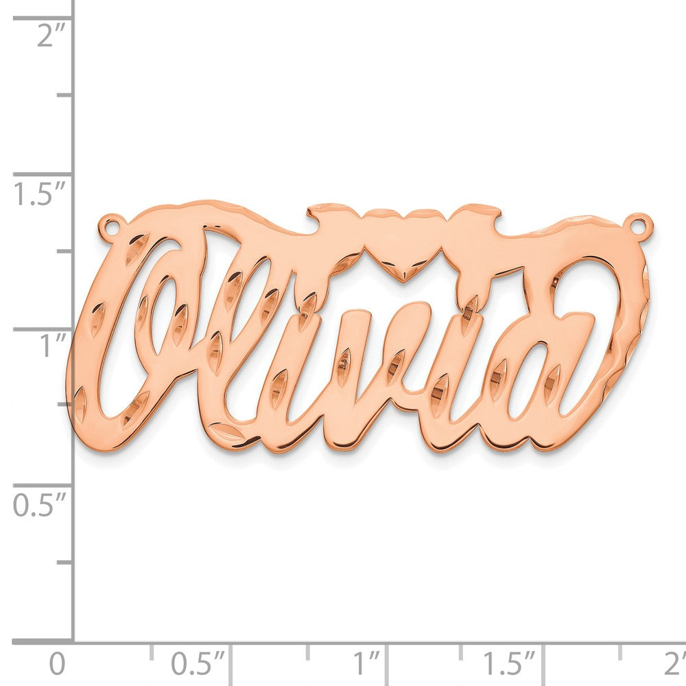 14K Roségold Diamantiert Herz Name Platte