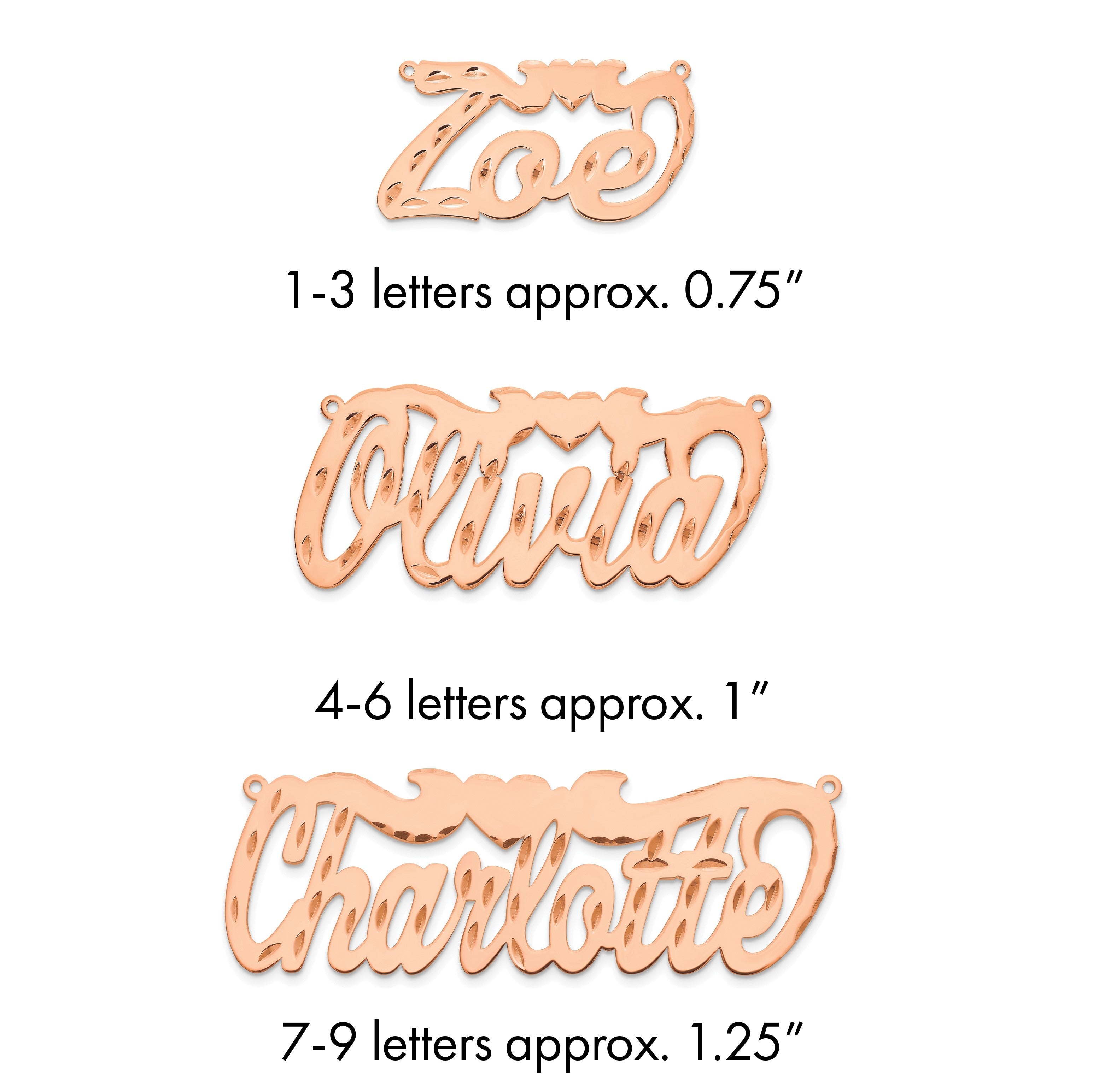 14K Roségold Diamantiert Herz Name Platte