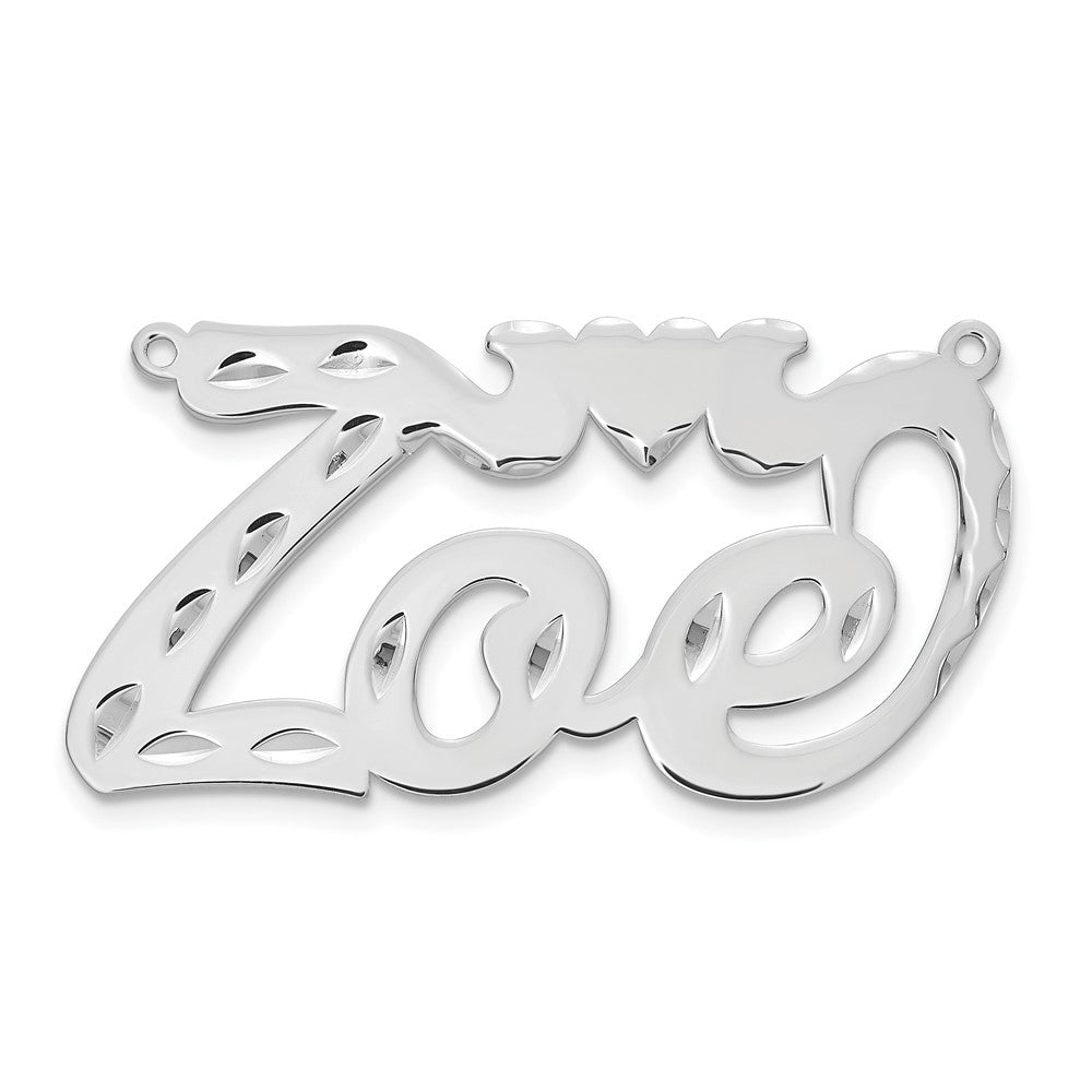 Sterlingsilber Silber/rhodiniert Diamantiert Herz Name Platte