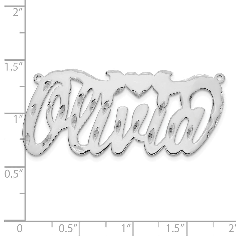 14K Weißgold Diamantiert Herz Name Platte