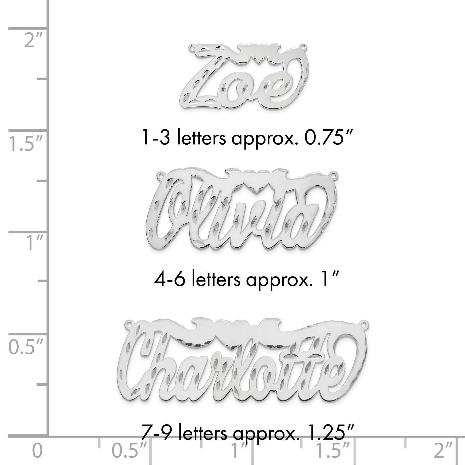 Sterlingsilber Silber/rhodiniert Diamantiert Herz Name Platte
