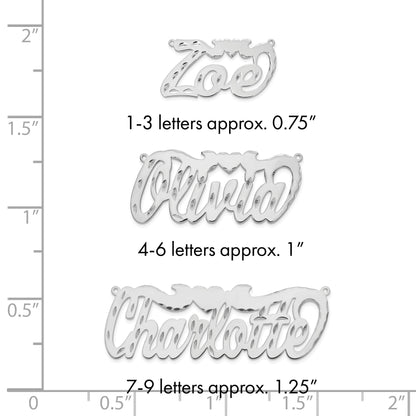 Sterlingsilber Silber/rhodiniert Diamantiert Herz Name Platte