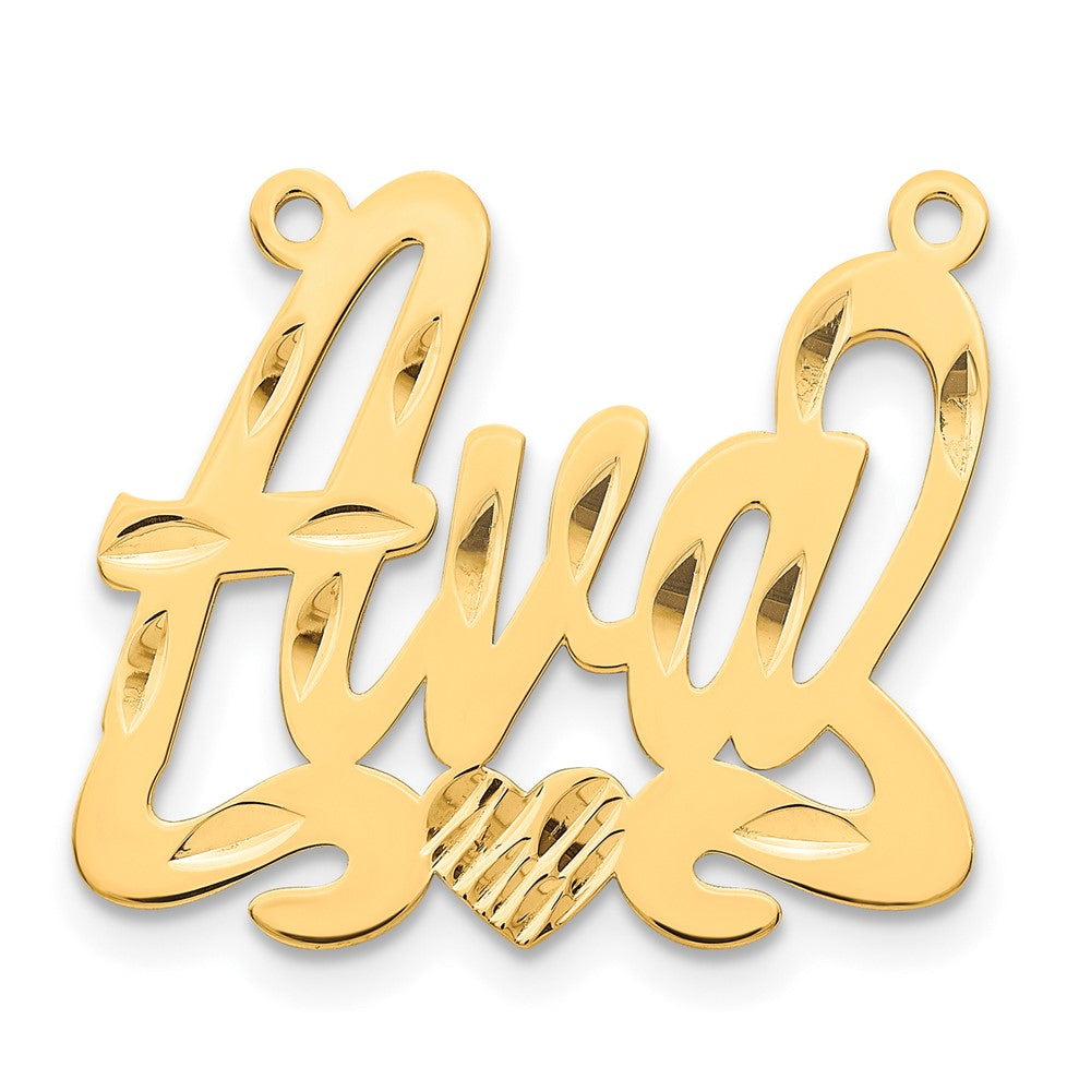 14K Gelbgold Diamantiert Herz Name Platte
