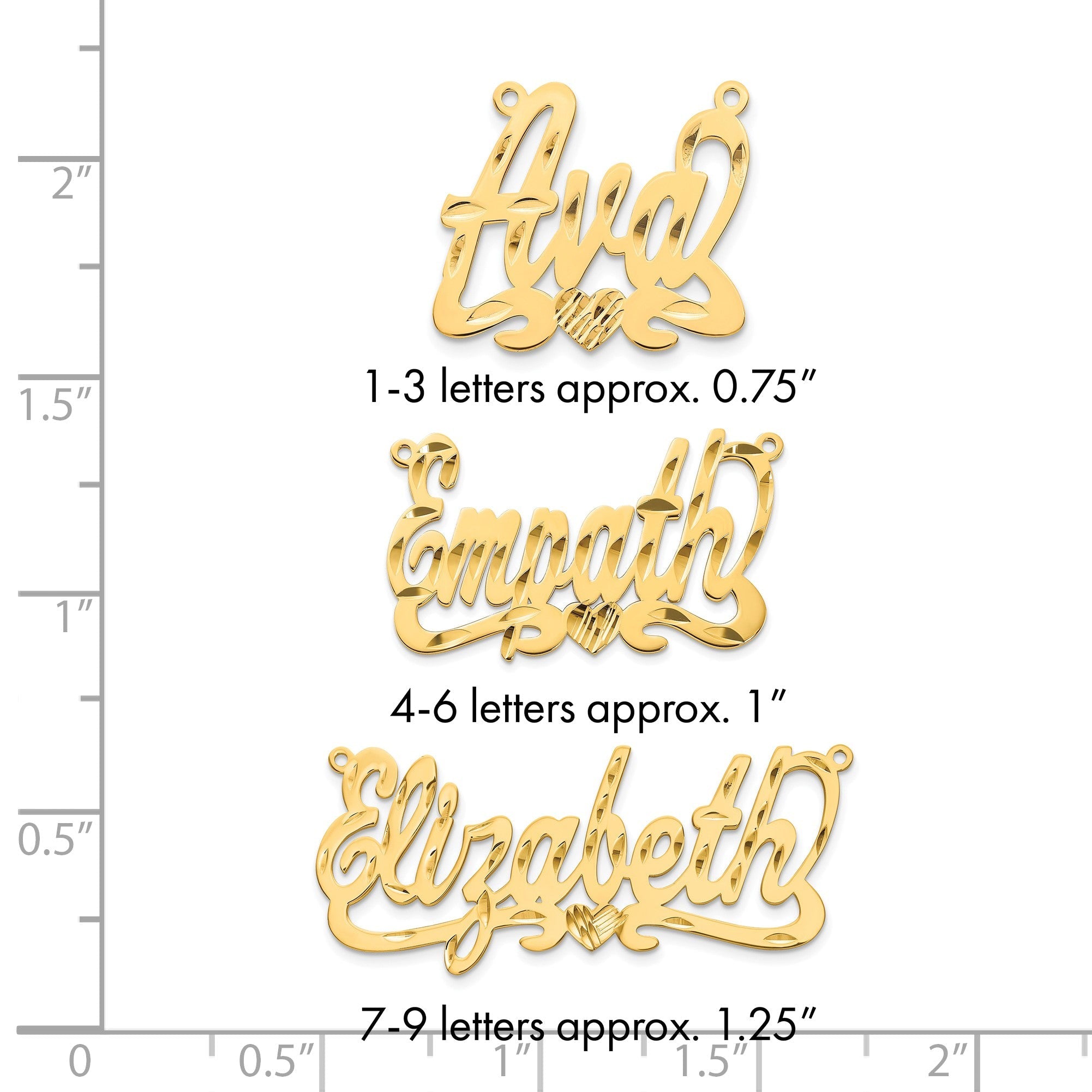 14K Gelbgold Diamantiert Herz Name Platte