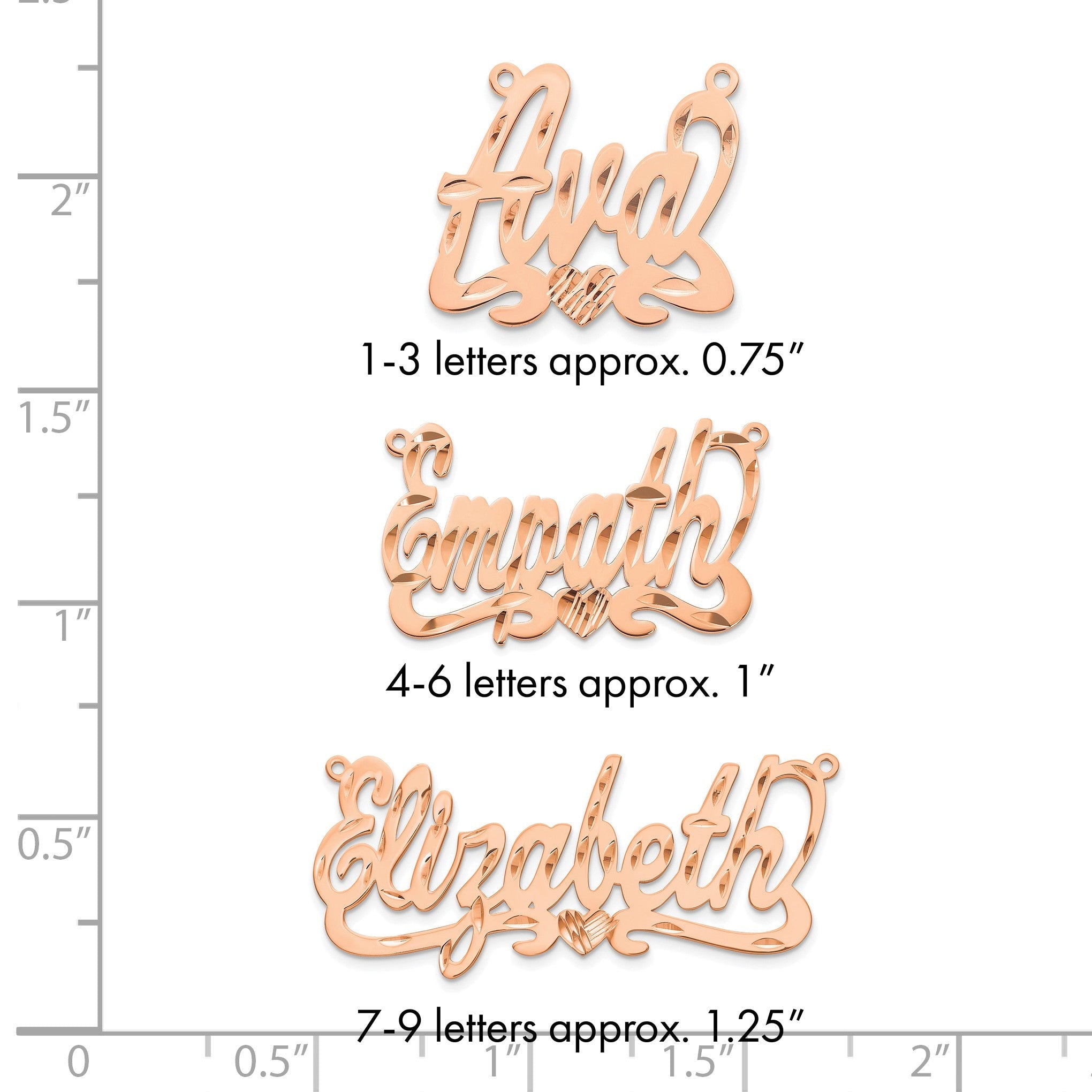 14K Roségold Diamantiert Herz Name Platte