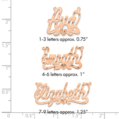 14K Roségold Diamantiert Herz Name Platte