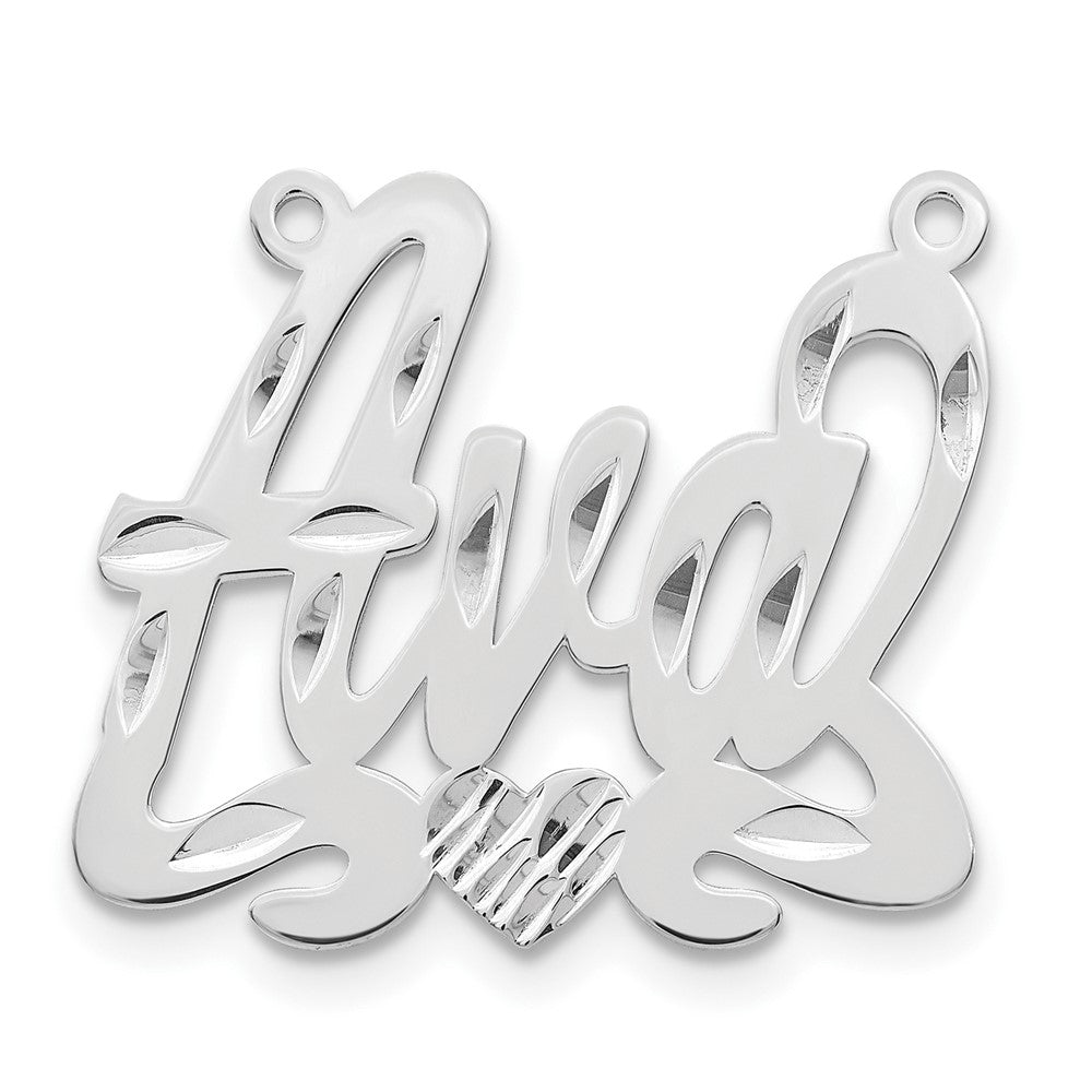 Sterlingsilber Silber/rhodiniert Diamantiert Herz Name Platte