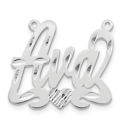 14K Weißgold Diamantiert Herz Name Platte