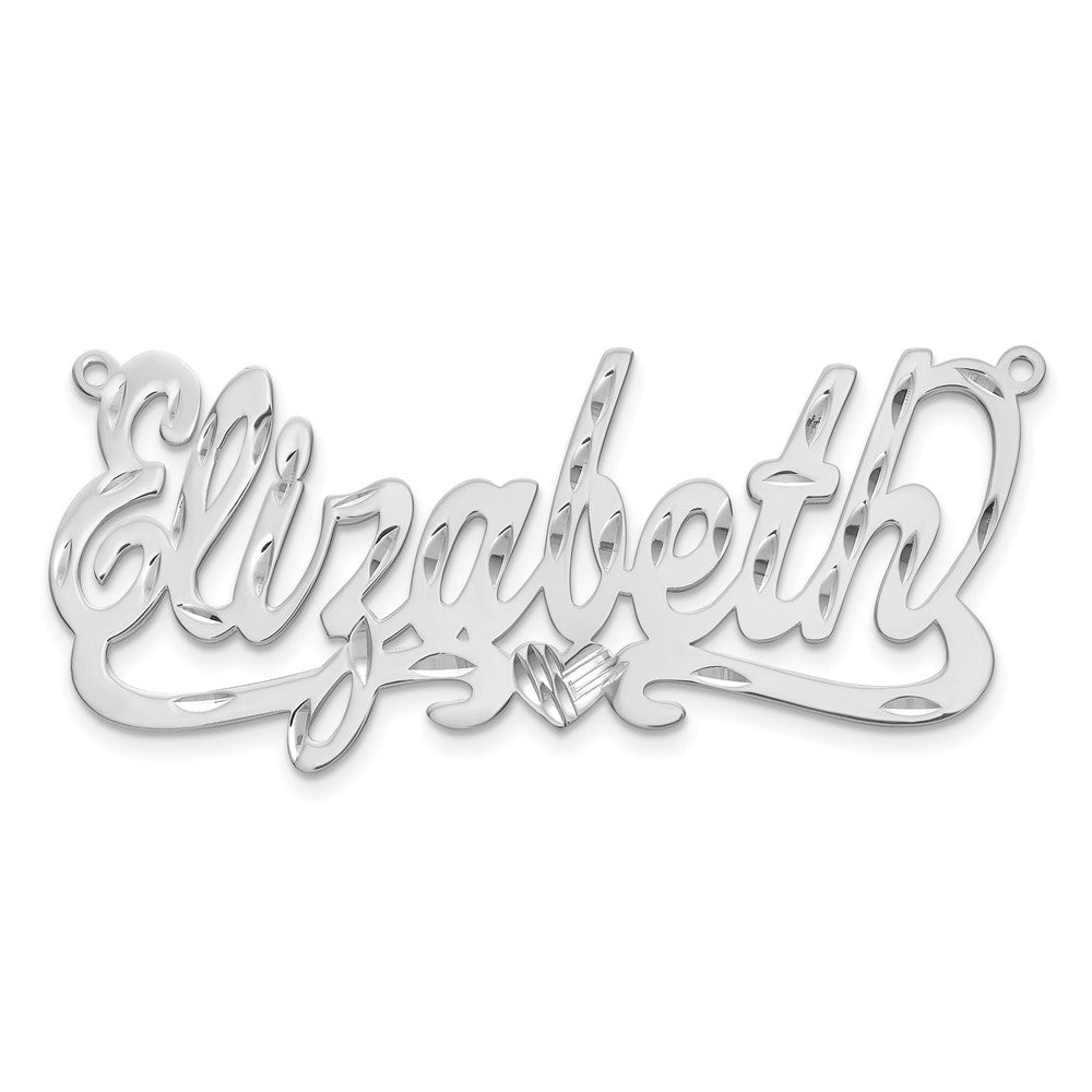 Sterlingsilber Silber/rhodiniert Diamantiert Herz Name Platte