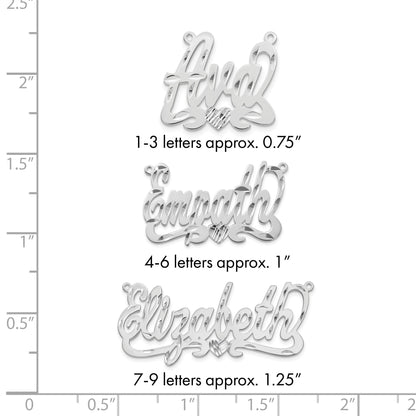 Sterlingsilber Silber/rhodiniert Diamantiert Herz Name Platte