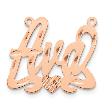 14K Roségold Diamantiert Herz Name Platte