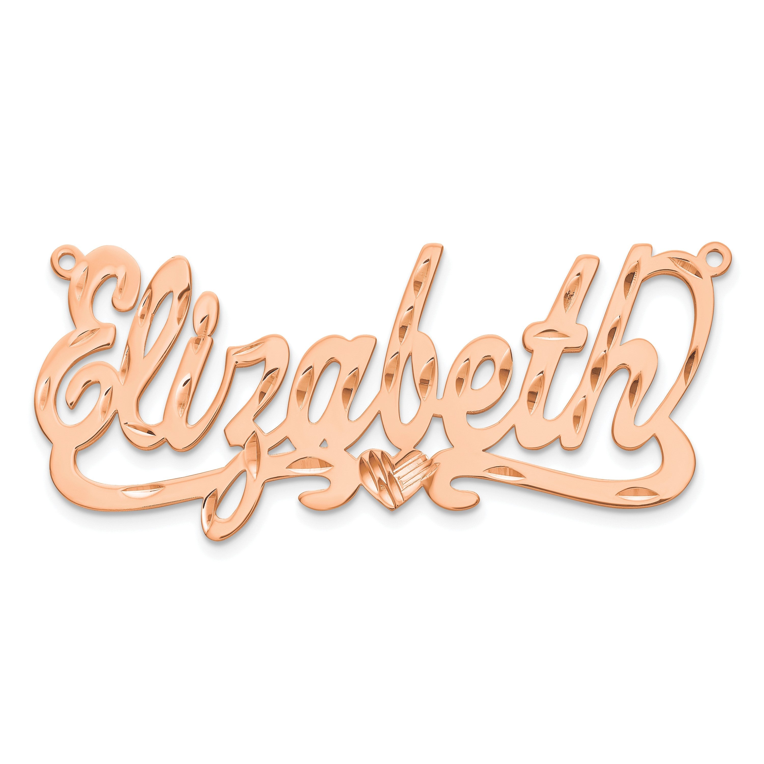 14K Roségold Diamantiert Herz Name Platte