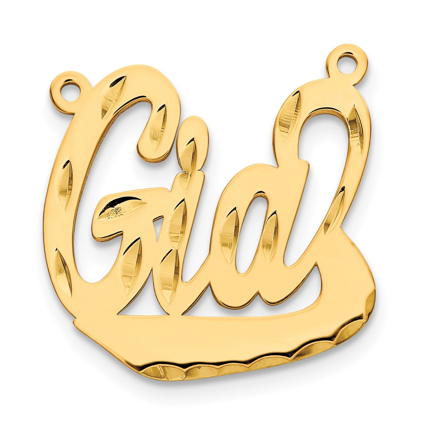 14K Gelbgold Diamantiert Underlined Name Platte