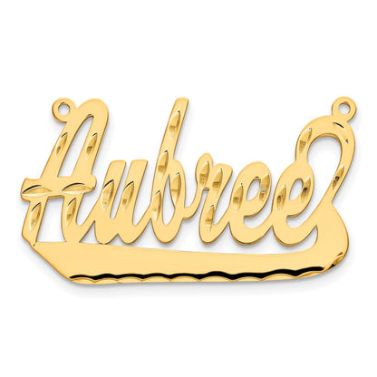 14K Gelbgold Diamantiert Underlined Name Platte