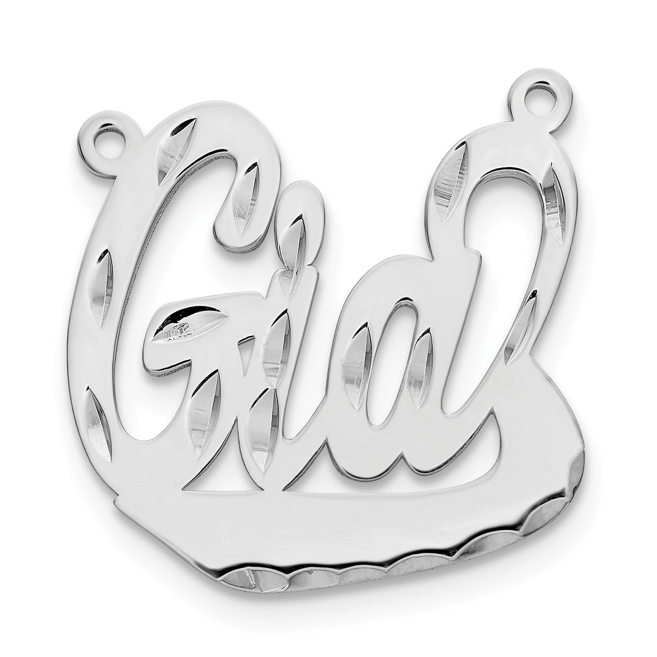 14K Weißgold Diamantiert Underlined Name Platte
