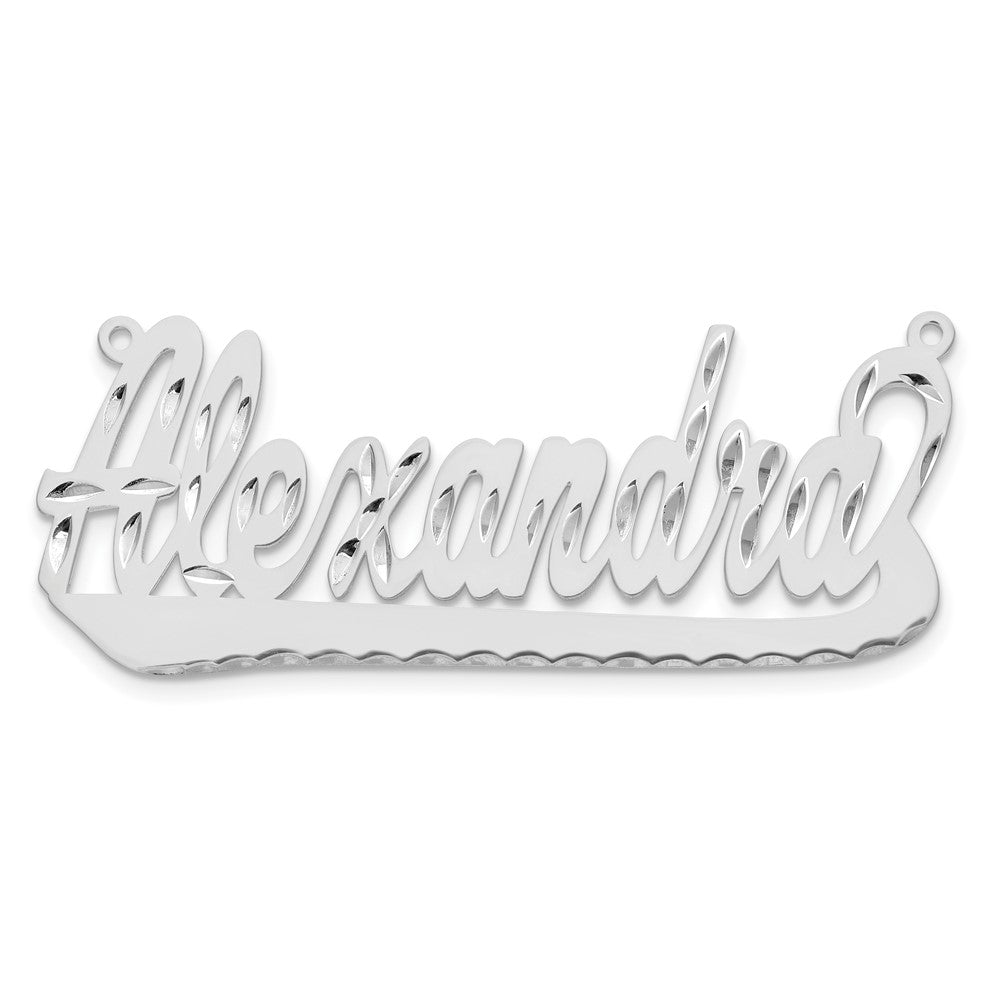 Sterlingsilber Rhodiniert Diamantiert Underlined Name Platte