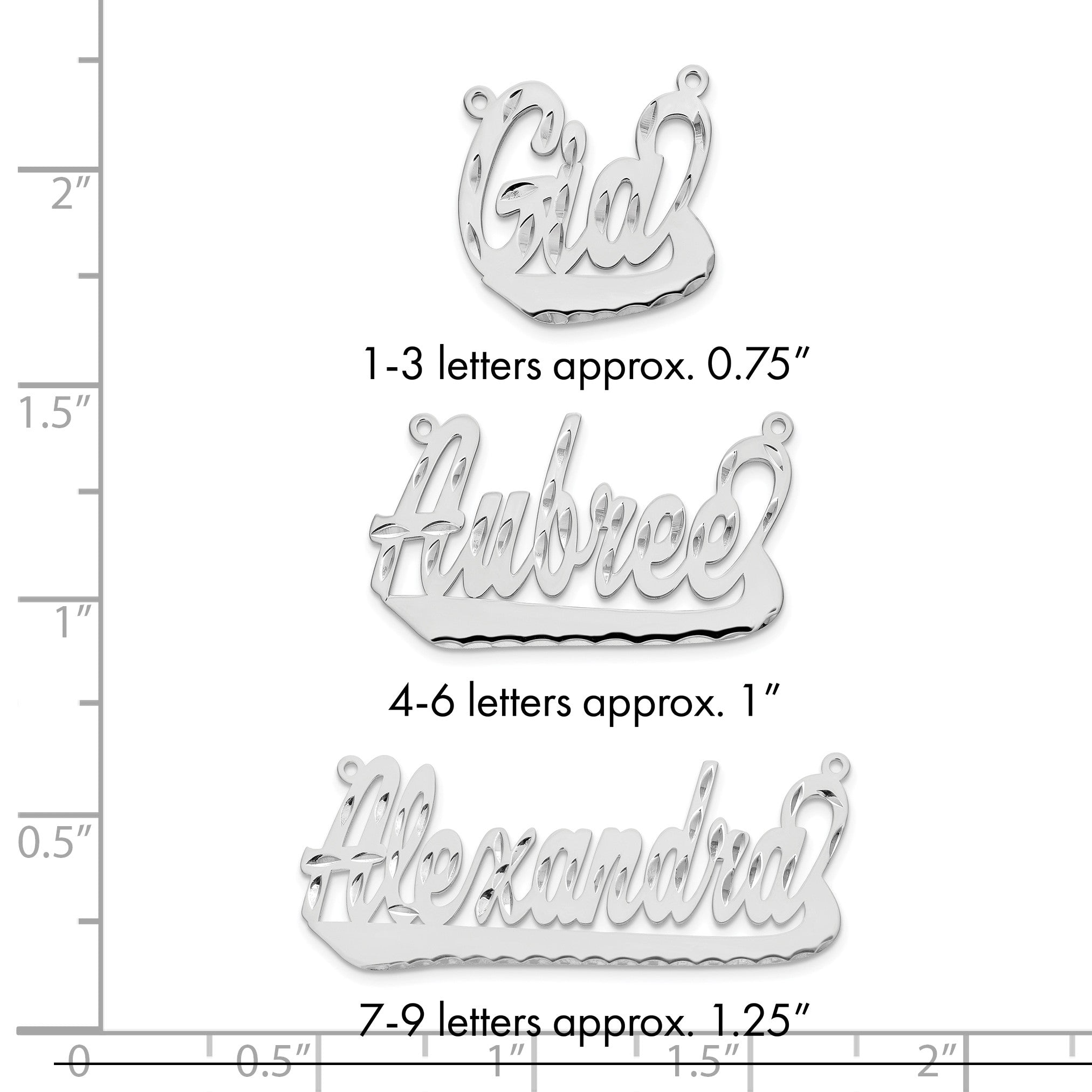 Sterlingsilber Rhodiniert Diamantiert Underlined Name Platte