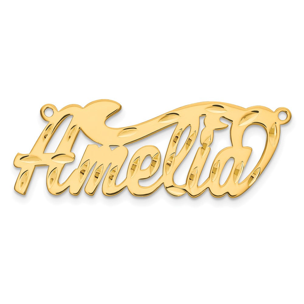Vergoldet Sterlingsilber /gold Diamantiert Name Platte