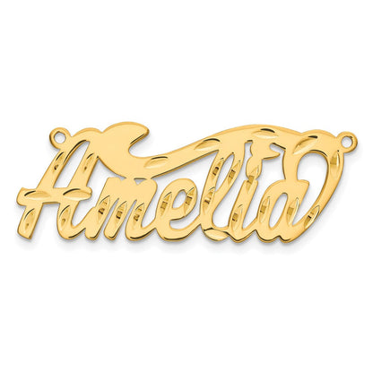 14K Gelbgold Diamantiert Name Platte