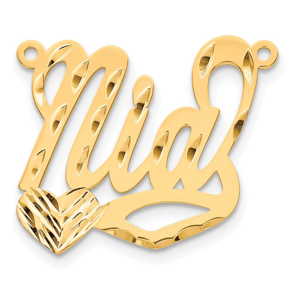 14K Gelbgold Diamantiert Herz Name Platte