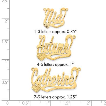 14K Gelbgold Diamantiert Herz Name Platte