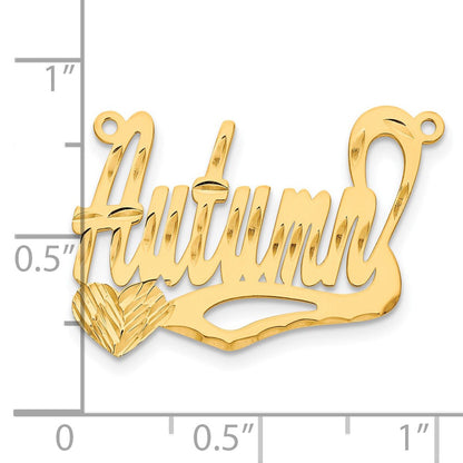 14K Gelbgold Diamantiert Herz Name Platte