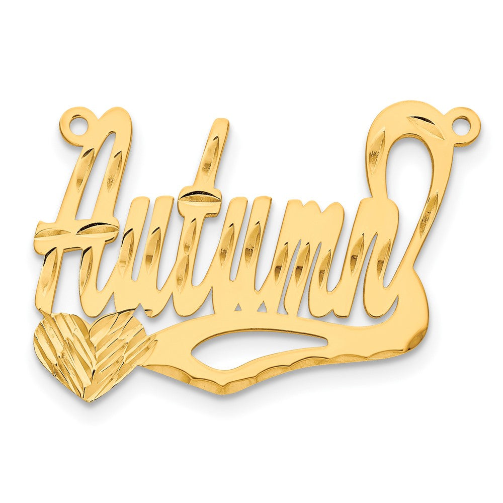 14K Gelbgold Diamantiert Herz Name Platte