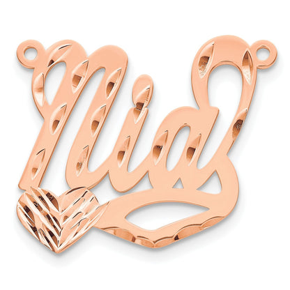 14K Roségold Diamantiert Herz Name Platte