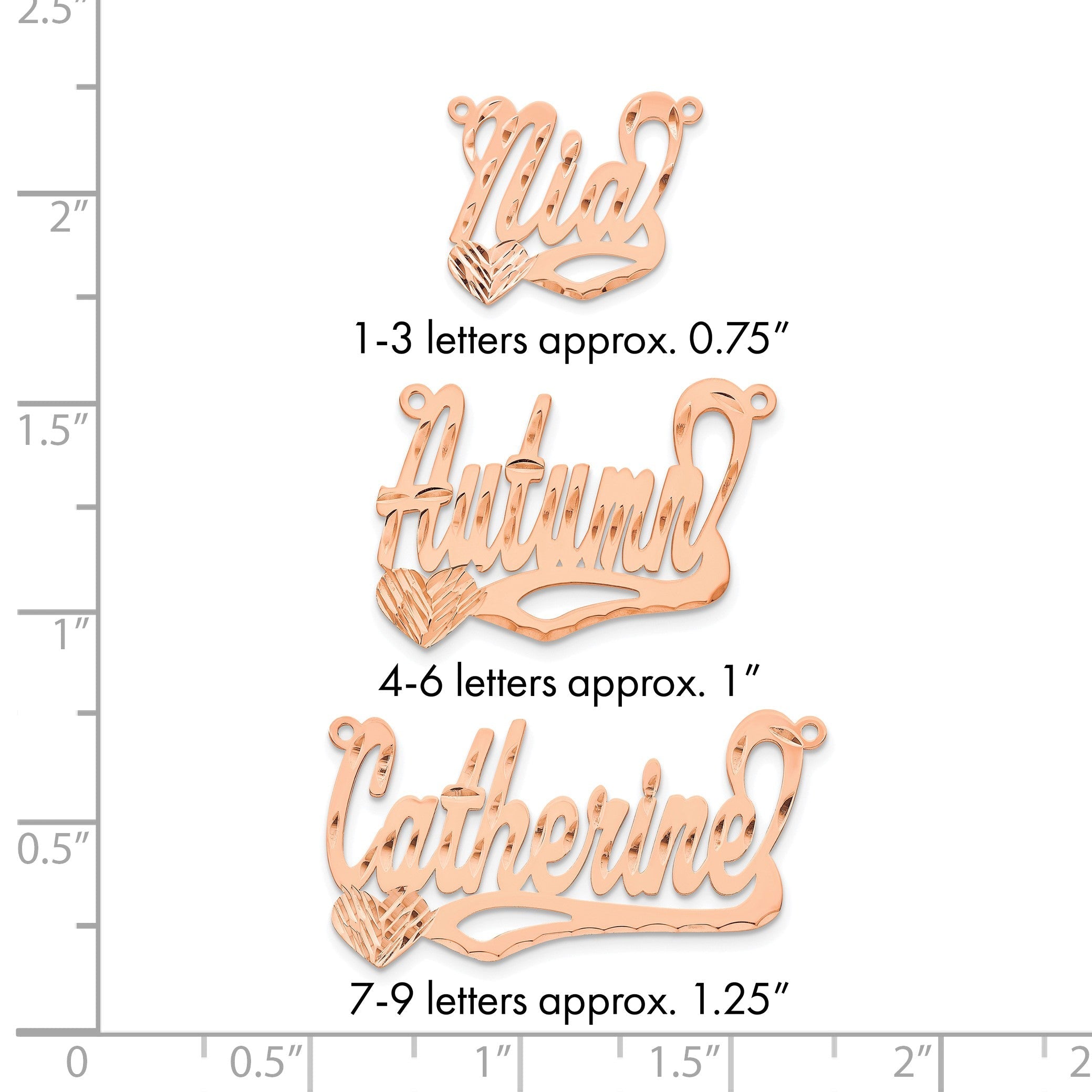 14K Roségold Diamantiert Herz Name Platte