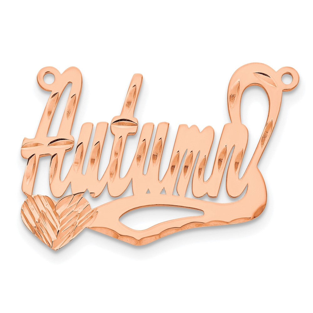 14K Roségold Diamantiert Herz Name Platte