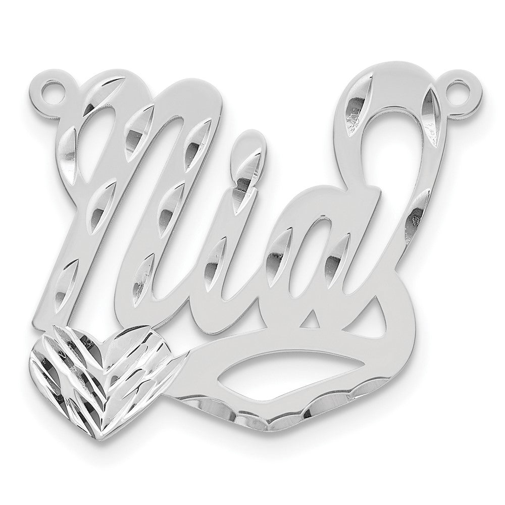 14K Weißgold Diamantiert Herz Name Platte