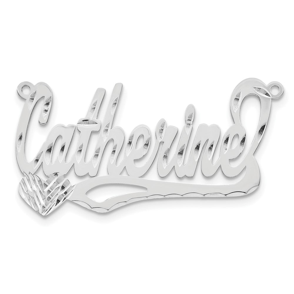 Sterlingsilber Silber/rhodiniert Diamantiert Herz Name Platte