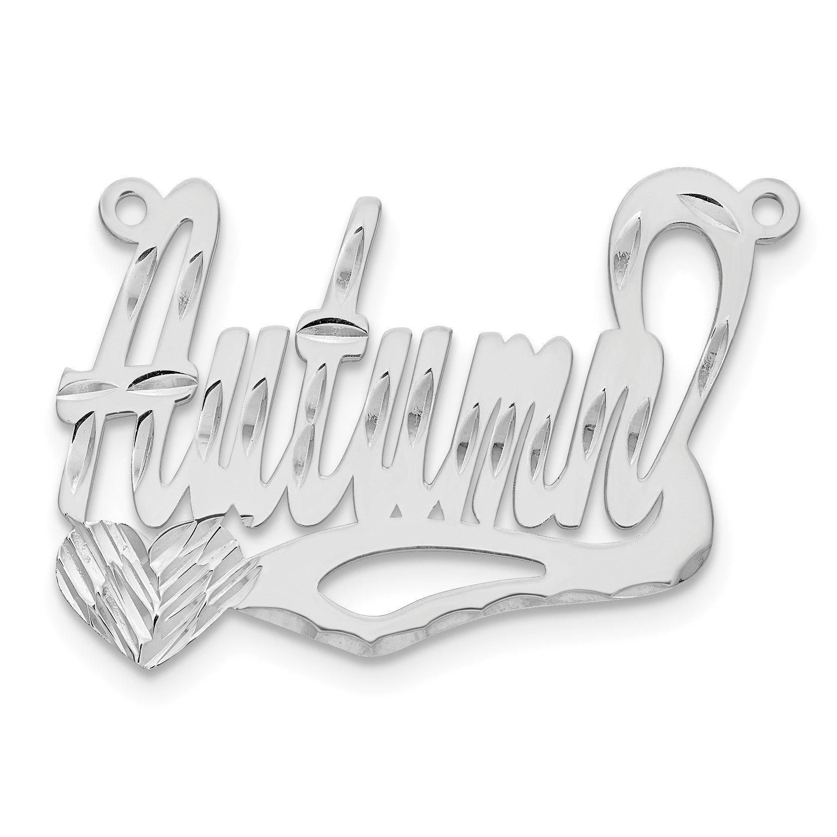 Sterlingsilber Silber/rhodiniert Diamantiert Herz Name Platte