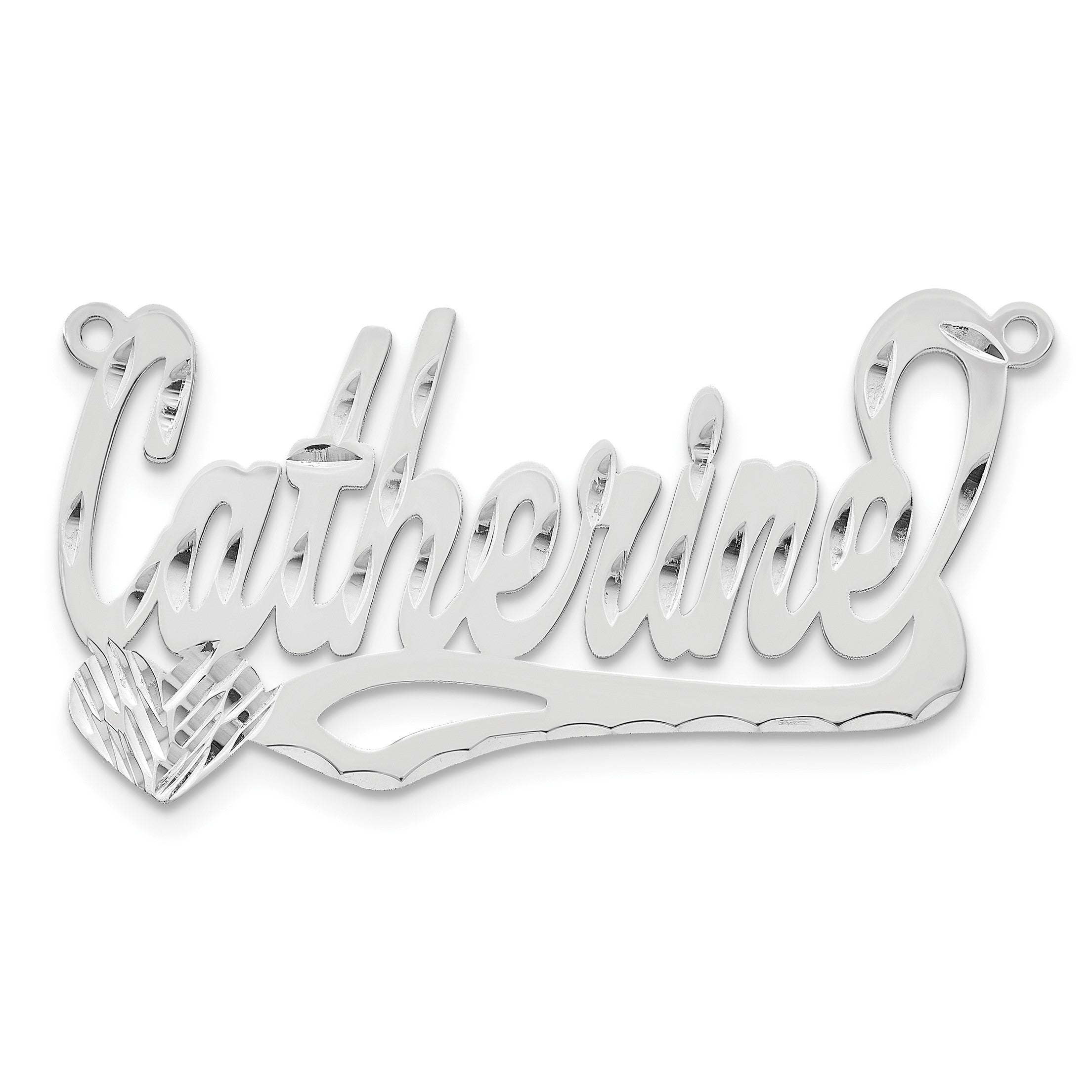 14K Weißgold Diamantiert Herz Name Platte