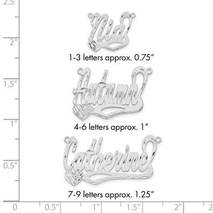 Sterlingsilber Silber/rhodiniert Diamantiert Herz Name Platte