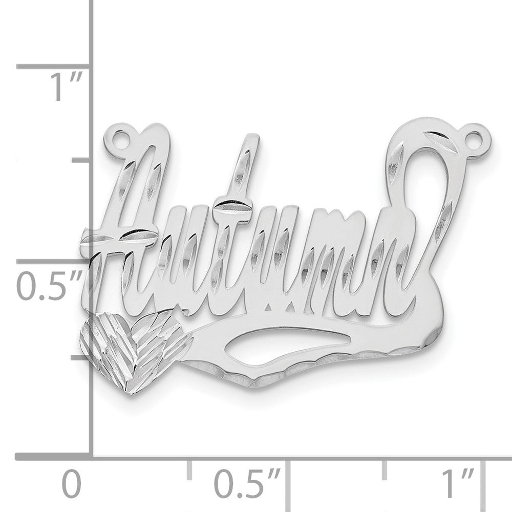 Sterlingsilber Silber/rhodiniert Diamantiert Herz Name Platte