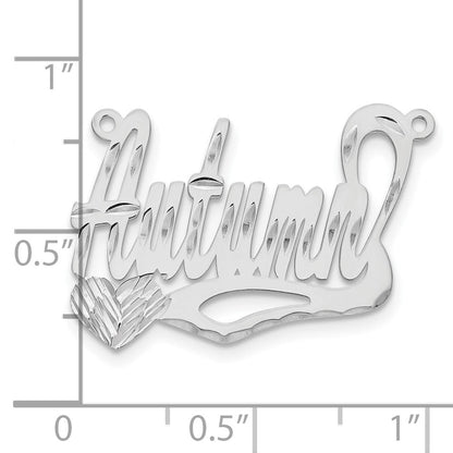 Sterlingsilber Silber/rhodiniert Diamantiert Herz Name Platte