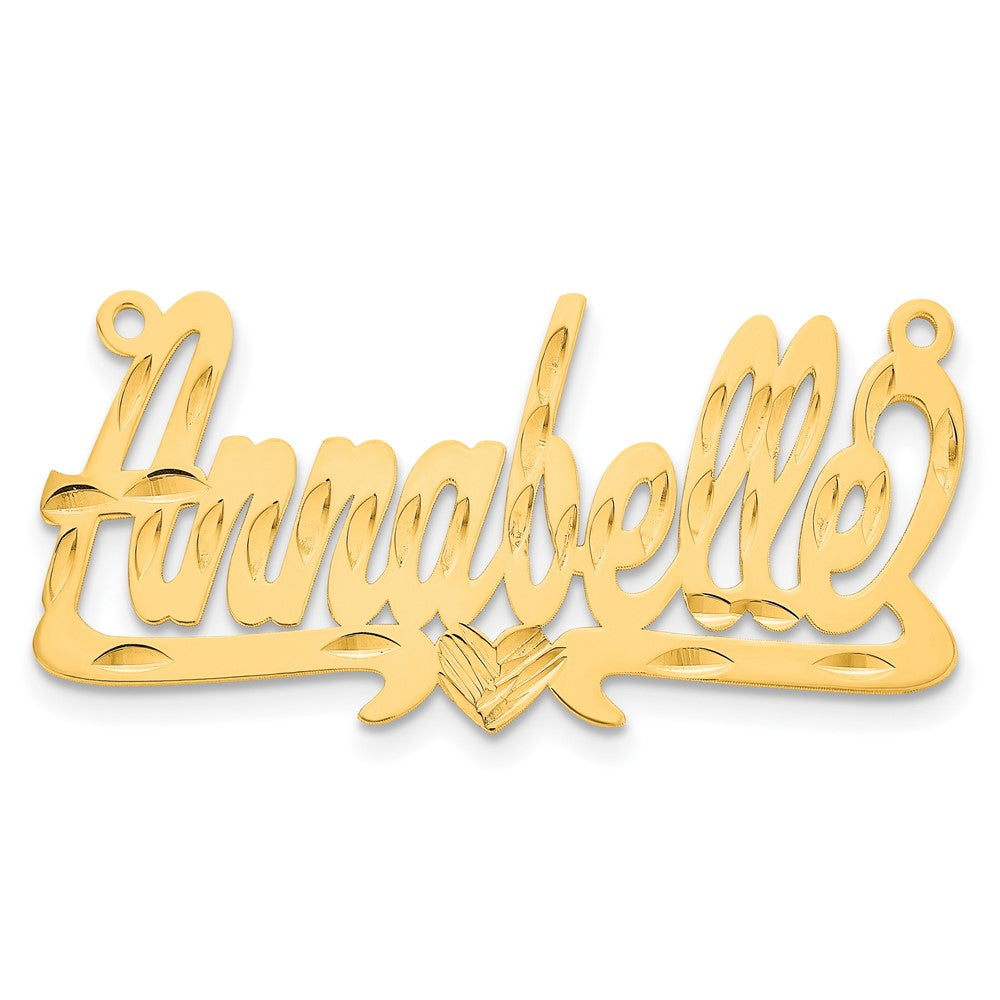 14K Gelbgold Diamantiert Herz Name Platte