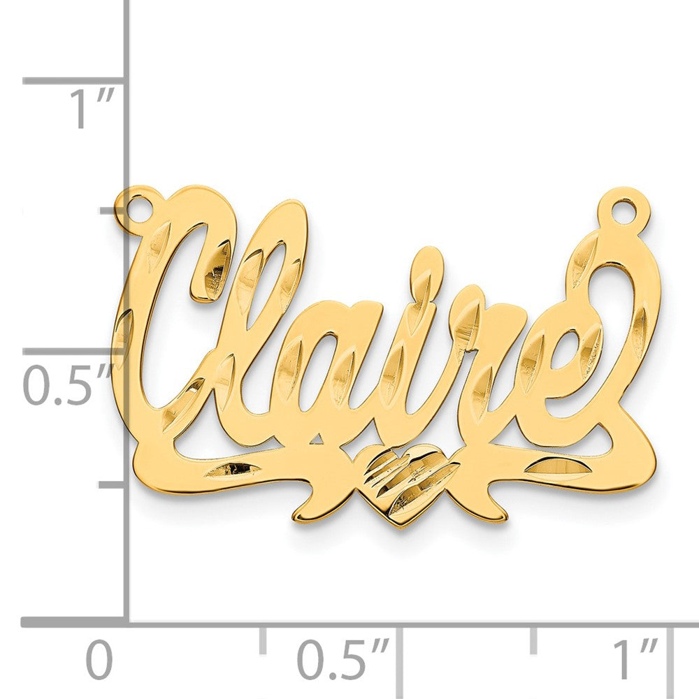 14K Gelbgold Diamantiert Herz Name Platte