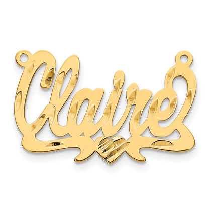 14K Gelbgold Diamantiert Herz Name Platte