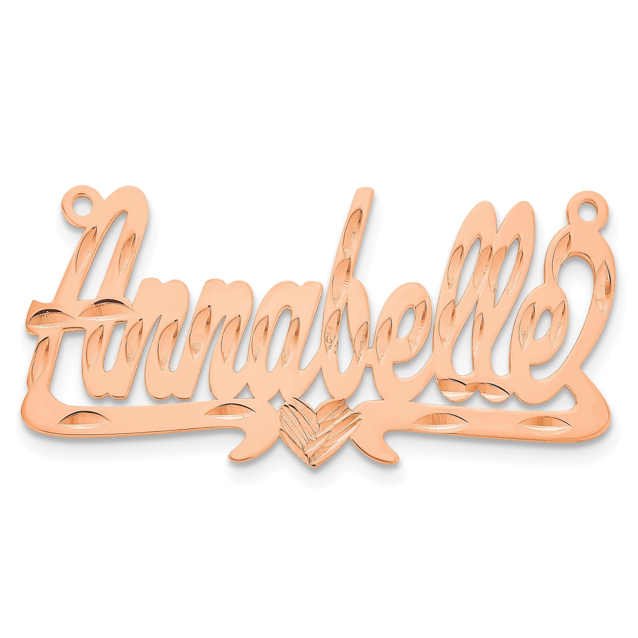 14K Roségold Diamantiert Herz Name Platte