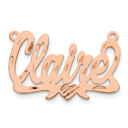 14K Roségold Diamantiert Herz Name Platte