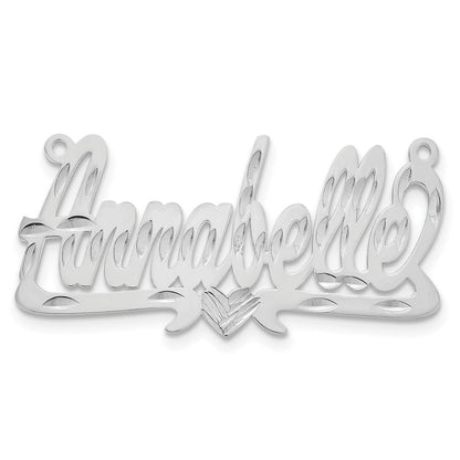 14K Weißgold Diamantiert Herz Name Platte