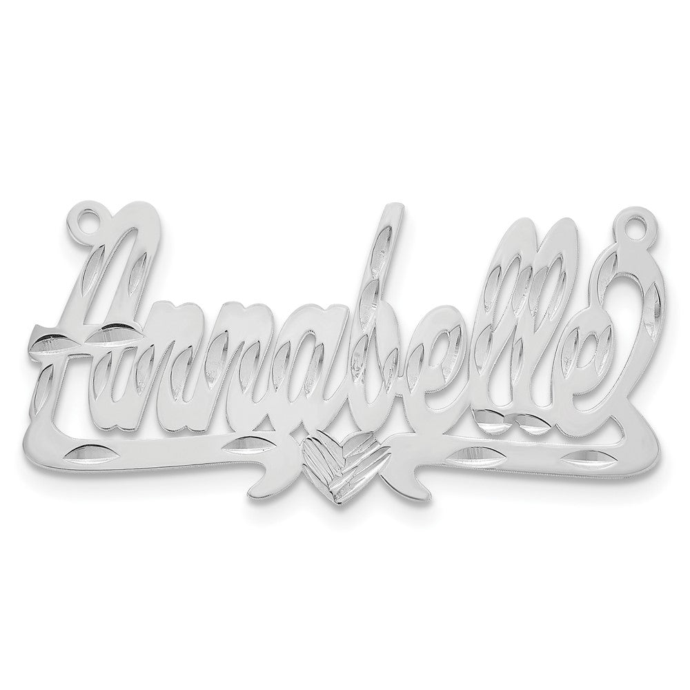 Sterlingsilber Silber/rhodiniert Diamantiert Herz Name Platte