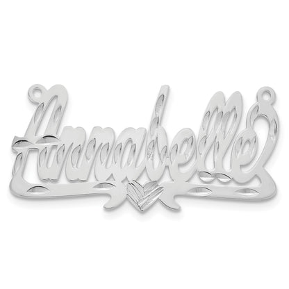 Sterlingsilber Silber/rhodiniert Diamantiert Herz Name Platte