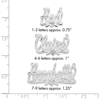 Sterlingsilber Silber/rhodiniert Diamantiert Herz Name Platte