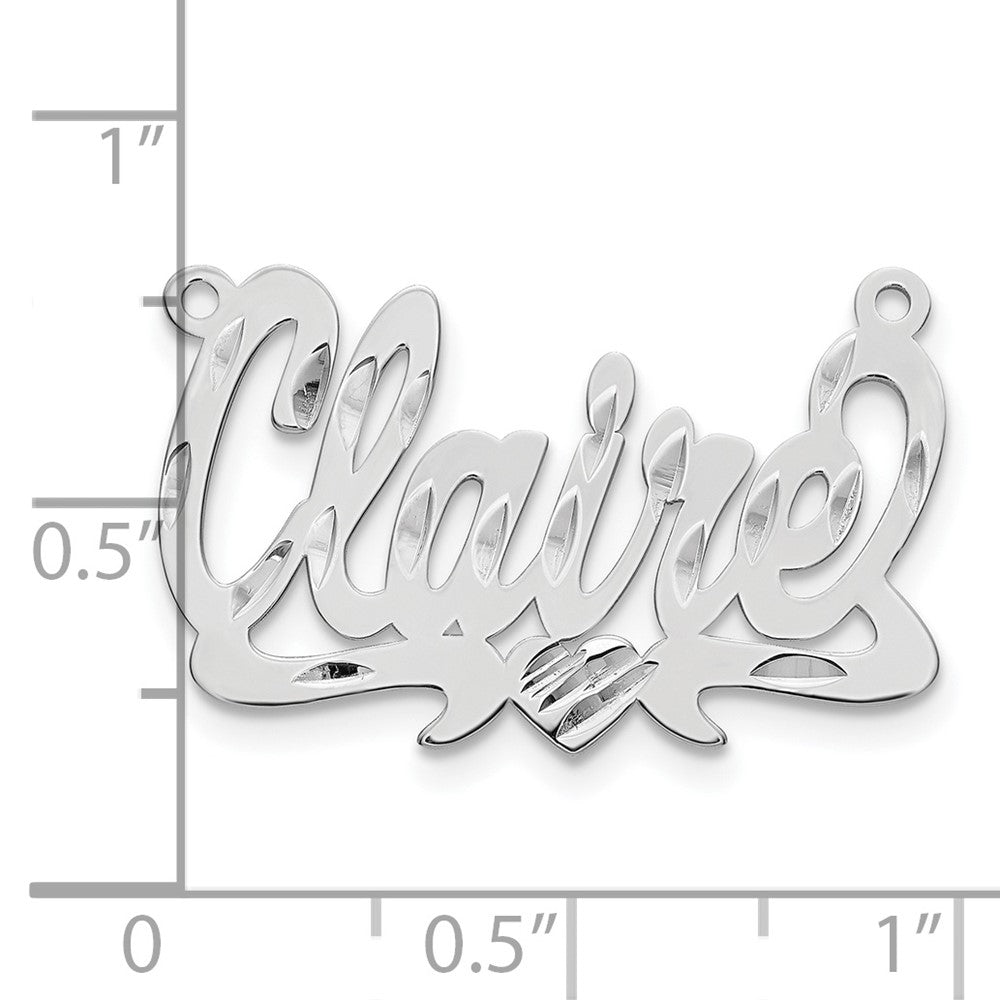 Sterlingsilber Silber/rhodiniert Diamantiert Herz Name Platte