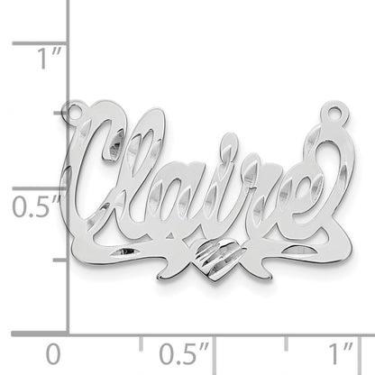 Sterlingsilber Silber/rhodiniert Diamantiert Herz Name Platte