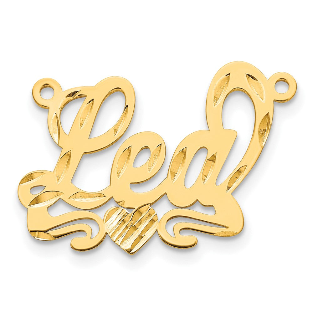 14K Gelbgold Diamantiert Herz Name Platte