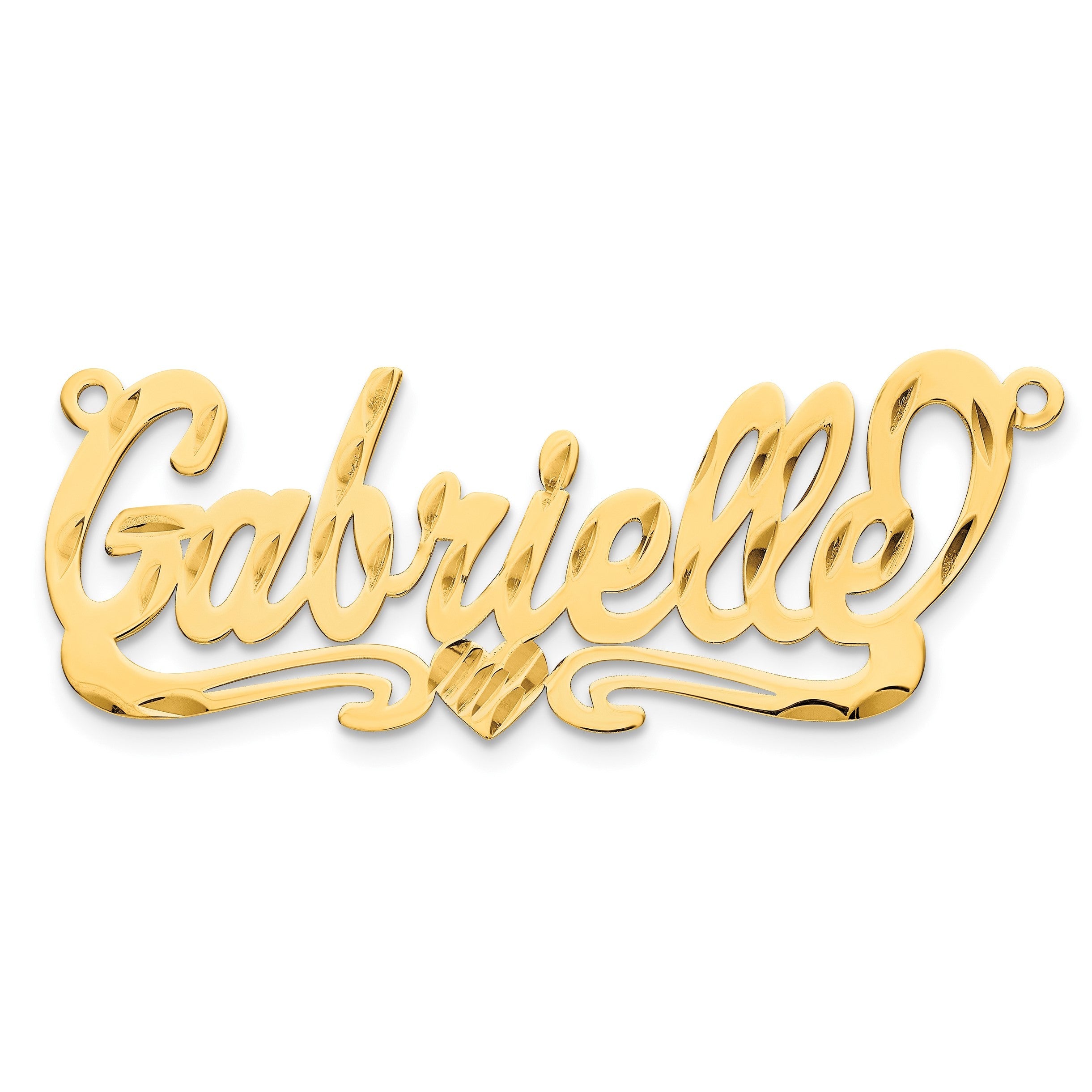 14K Gelbgold Diamantiert Herz Name Platte